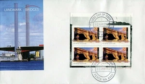 Landmark Bridges 2004 (4 x 50c Ross Bridge Tasmania) FDC - Perth WA 6000 PMK - Imagen 1 de 1