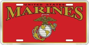 UNITED STATES MARINES ALL WEATHERPROOF HEAVY-DUTY METAL LICENSE PLATE - OA47 - Picture 1 of 1