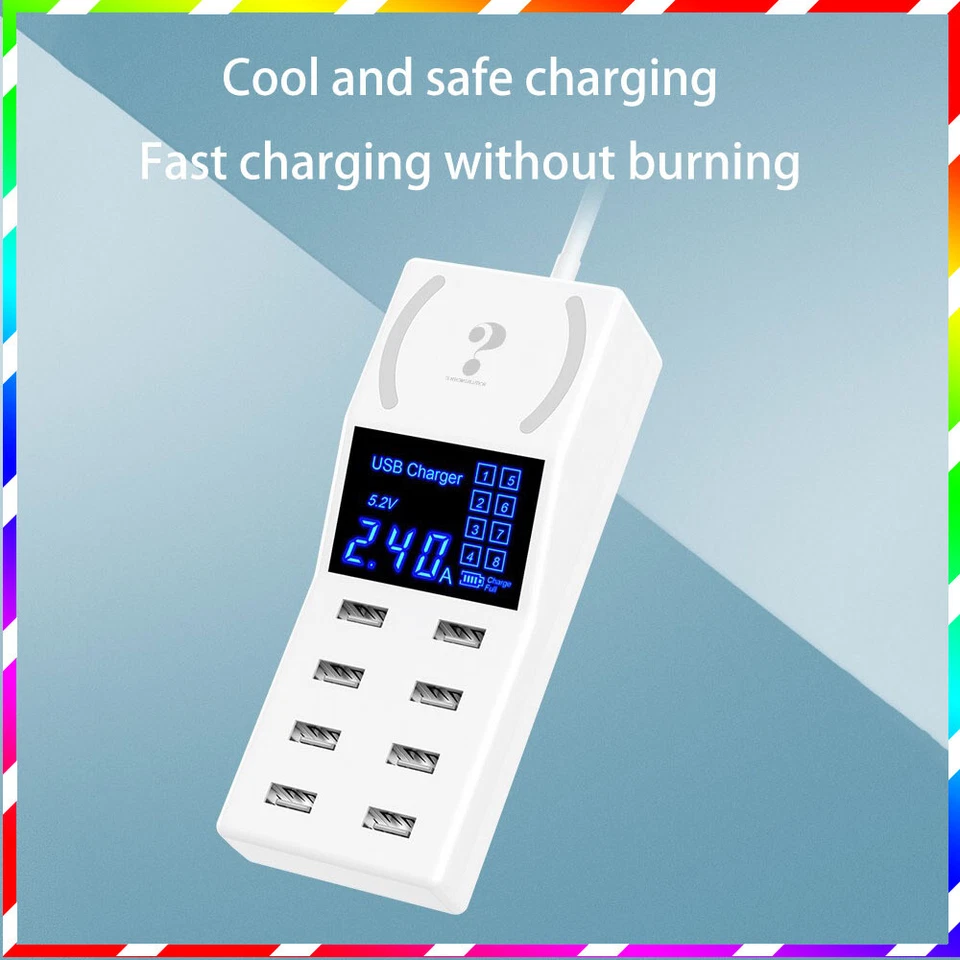 Estação de carregamento rápido CDA31 hub carga multiporta +8USB+ almofada antiderrapante 5V/8A - Imagem 1 de 4