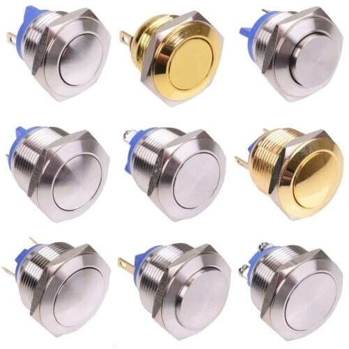 SWITCH ELECTRONICS Off-(On) Momentary Vandal Resistant Push Button Switch SPST 16mm 19mm 22mm