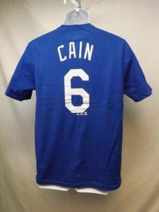New-Minor Flaw Kansas City Royals Lorenzo Cain Majestic Youth L-XL Blue Shirt - Picture 1 of 6