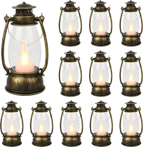 12Pcs Mini Lantern Decorative with Flickering LED Candle, Bulk 6Inch Hanging Can - Picture 1 of 7
