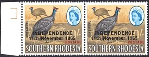 Rhodesia 1965 10s EXTRA FEATHER VARIETY in pair, SG.371a UM, cat.£49.50 - Picture 1 of 1