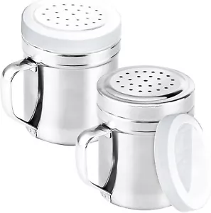 2Pcs Metal Salt Pepper Dredge Shakers, Stainless Steel Pepper Shaker Seasoning J - Picture 1 of 8