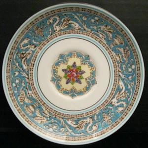 PLATILLO 5-3/4" MADERA FLORENTINO PATRÓN TURQUESA FRUTAL CENTRO HECHO EN INGLATERRA - Imagen 1 de 5