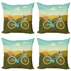 Bicycle Pillow cushion set of 4 Camping Picnic Themed Bike