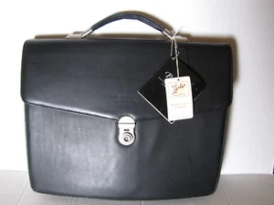 Echtleder schwarz Vintage Bellino handgefertigte Doc Aktentasche Wert $200 neu mit Etikett - Bild 1 von 12