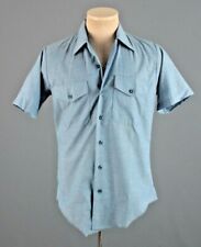 Men's NOS 1988 USN Seafarer Chambray Short Sleeve Work Shirt Small 80s Vtg Navy