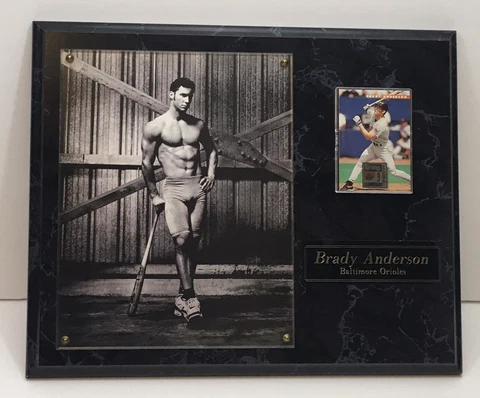 VTG 90s Brady Anderson Plaque Famous Photo 1996 Donruss Card Baltimore Orioles 9 Cover