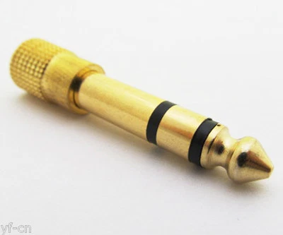 50pcs Gold Stereo 6.35mm 1/4" Male to 3.5mm 1/8" Female Headphone Audio Adapter - Image 1 of 3