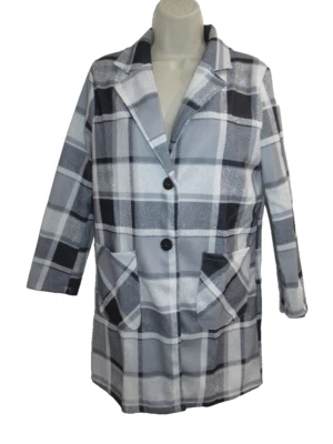 Chaqueta Sabor Simple Manga Larga Abotonada Franela Escocesa Gris L Nueva Foto 1 de 4