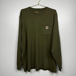 Camiseta Carhartt Original Fit Bolsillo en el Pecho Manga Larga XL Verde Logo Envejecido - Imagen 1 de 11