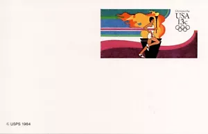 U.S. Scott # UX102 1984 13c Runner Carrying Olympic Torch Postal Card Unused - Picture 1 of 2