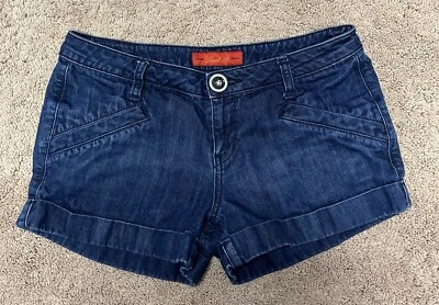 Pantalones cortos de jean Level 99 para mujer talla 28 azul denim puño Foto 1 de 4