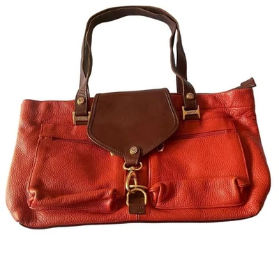 Valentina женщин мягкий итальянский кожаный большой Дамская сумка оранжевый сумочка наплечная сумка - Изображение 1 из 4
