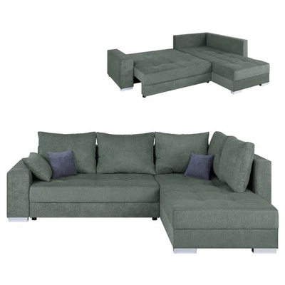 Ecksofa - petrol - Microfaser - mit Liegefunktion Sofa Wohnlandschaft Couch - Bild 1 von 4