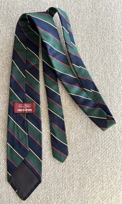 ROBERT TALBOT 3" HOMBRE VERDE AZUL MARINO ROJO AMARILLO REPP RAYAS CORBATA 100% SEDA EE. UU. Foto 1 de 4