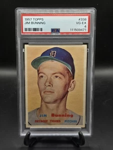 1957 Topps #338 Jim Bunning HOF RC PSA 4 - CENTRATO E SENZA PIEGHE - Foto 1 di 6