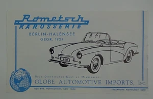 1958 Roetsch Karosserie Sports Coupe & Cabriolet 1-Page Sales Sheet #737-6 - Picture 1 of 4