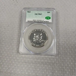 1962 50C CAC PR-67 FRANKLIN HALF DOLLAR - Picture 1 of 2