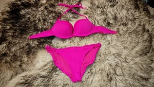 2 size bigger tripple bra maximise push bright pink beach holiday bikini 32 D 10 - Picture 1 of 4