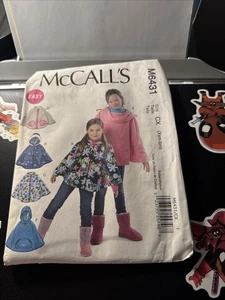 McCall's Pattern M6431 Girls Sz 3-4 to 5-6 EASY Loose Fitting Ponchos Uncut - Picture 1 of 2