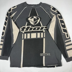 Thor Long Sleeve Jersey Mens Sz XXL 90s Motocross Shirt Grey Vented Cotton - Picture 1 of 9