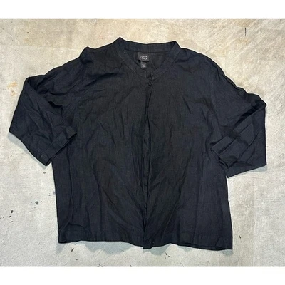 Cárdigan para mujer Eileen Fisher negro 100 % lino de gran tamaño abierto manga 3/4 talla L Foto 1 de 4