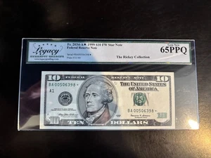 DBR 1999 $10 Boston Gem STAR Fr. 2034-A* Legacy 65 PPQ Serial BA00506398* - Picture 1 of 2