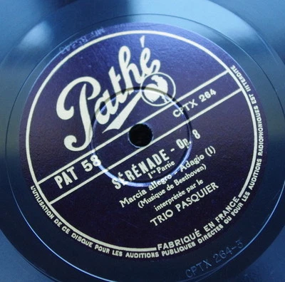 TRIO PASQUIER − BEETHOVEN − SERENADE OP.8 − PATHE PAT 58/59/60 78rpm RARE SET - Image 1 of 3