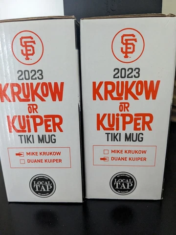 SF Giants 2023 Mike Krukow Duane Kuiper Kruk & Kuip Tiki Mugs SGA 6/25 Set of 2 Cover