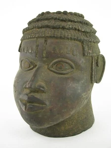 GothamGallery Fine African Tribal Art Kingdom of Benin Oba Bronze Memorial Head - Picture 1 of 14