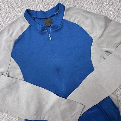 REI Co-op Mens Medium 3/4 Zip Woven Blue White Cycling Jersey Shirt Performance - Imagem 1 de 4