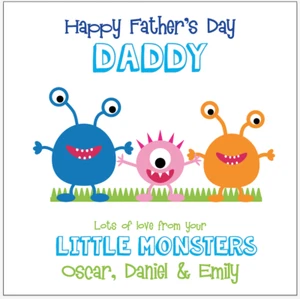Personalised FATHERS DAY Card Dad Daddy Little monsters - Picture 1 of 9