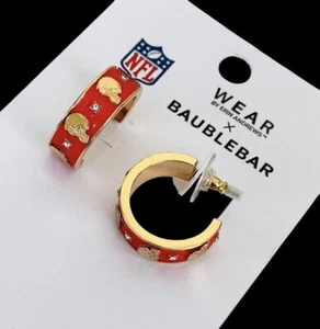 New! WEAR by Erin Andrew x Baublebar CLEVELAND BROWNS NFL Gold Hoop Earrings - Picture 1 of 3