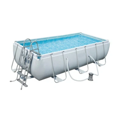 XXL Swimming Pool rechteckig 400x200 cm mit Rahmen & Leiter Schwimmbecken Garten - Bild 1 von 4