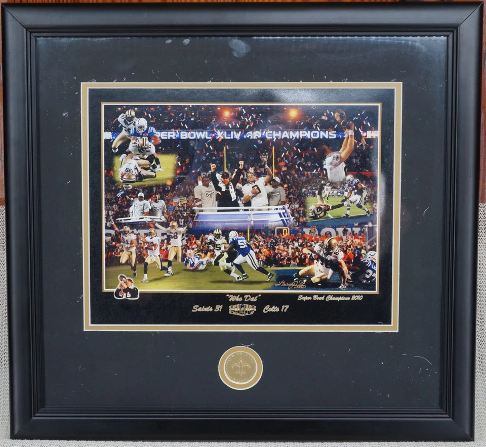 New Orleans Saints Super Bowl XLIV Drew Brees Framed Photograph Collage 11"x14" - Image 1 of 4