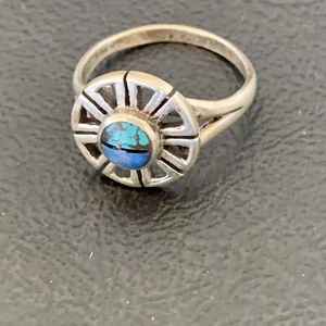 Womens Blue Lapis & Turquoise Navajo Inlay Ring Size 7.5 11199 - Picture 1 of 12