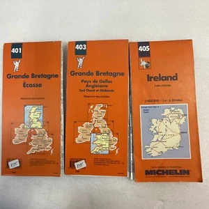 Gran Bretaña Irlanda Escocia Lote de 3 mapas de papel plegados Michelin OldPaperMaps - Imagen 1 de 4