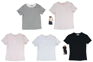 Ultra Flirt Ribbed Knit Crew Neck Short Sleeve Juniors T-Shirt Top NWT - Picture 1 of 6