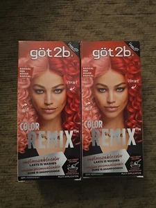 Set of 2 Pc Got 2B Semi Permanent Hair Color Radical Red Remix (ZZ83) - Picture 1 of 2