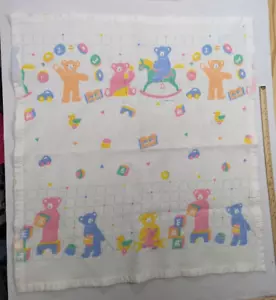 Baby Krippe Decke Bären Blöcke Spielzeug Made in USA Polyester Acryl - Bild 1 von 11