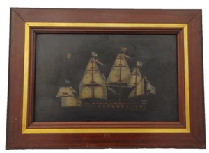 QUADRO DIPINTO ED INCISO SU LAMINA OTTONE , FIRMATO - Imagen 1 de 7