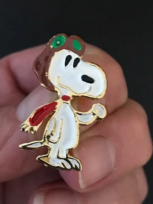 Vintage Snoopy Flying Ace Pin United Features Red Baron Peanuts 1.25" Painted - Image 1 of 4