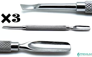 Nail Pusher Cuticle Remover Manicure Pedicure Beauty Double Ended Set of 3 N6 - Picture 1 of 4