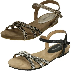 SANDALIAS SEÑORA COLECCIÓN CUERO F0R980 PLANAS COLOR DIAMANTE - Imagen 1 de 12