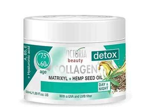 Detox Tag & Nacht Anti-Aging Gesichtscreme Retinol Kollagen Matrixyl Hanföl 60+ - Bild 1 von 2