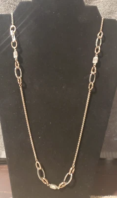 COLLAR ANN TAYLOR ORO Y PLATA, PEDRERÍA OVALADO Y CADENA CUERDA, FIRMADO USADO EN EXCELENTE ESTADO Foto 1 de 4