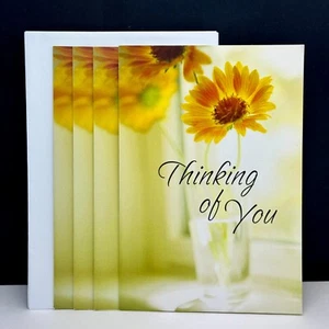 LOT OF 4 HALLMARK THINKING OF YOU GET WELL Cards + Envelopes, Sunflower Glass - Picture 1 of 5