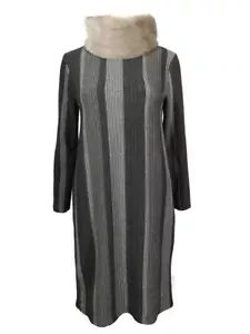 AMAVISSE UK - (PREZZO CONSIGLIATO £30) Vestito maglione lungo testurizzato moda donna collo pelliccia sintetica - Foto 1 di 2